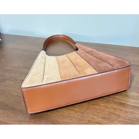 STAUD Two-Tone Suede Panel Shoulder Bag in Tan and Brown - Picture 10 of 10